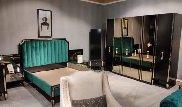 Lyon Art Deco Siyah Yatak Odası Takımı 