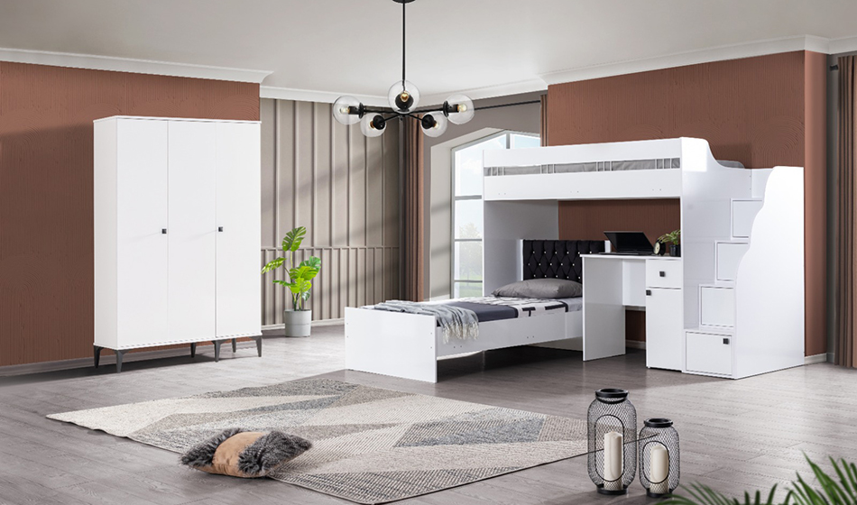 White 3 Kapaklı Ranza Takımı 
